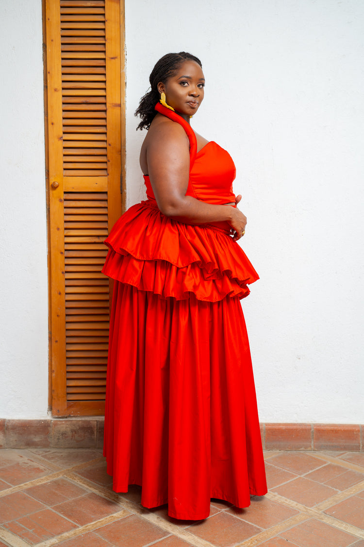 The Waridi Skirt Set - Chilli