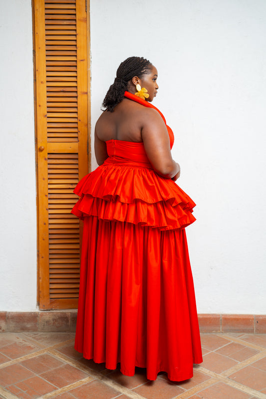 The Waridi Skirt Set - Chilli